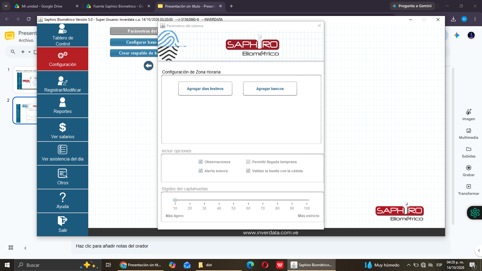 Configuración del sistema