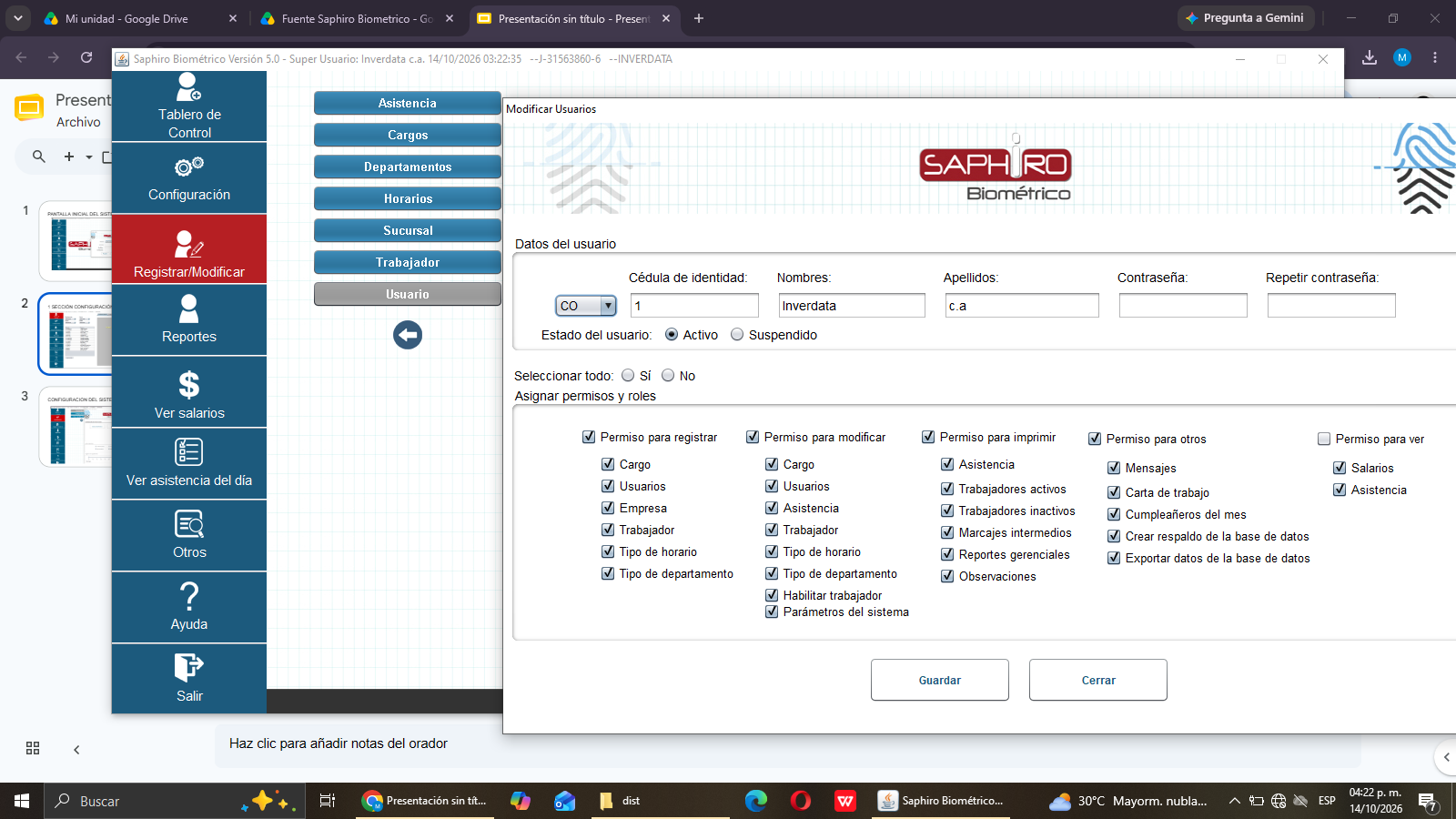 Configuración del sistema